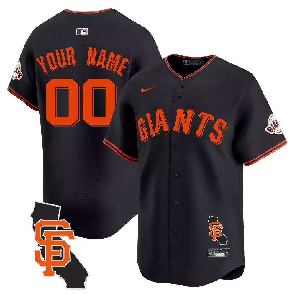 Custom San Francisco Giants Jersey Black California Map SF Men Orange White Vapor