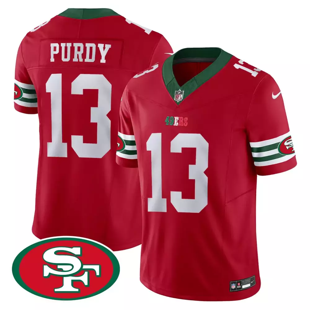 Brock Purdy 13 Jersey Red San Francisco 49ers Men NFL Green White Stitched