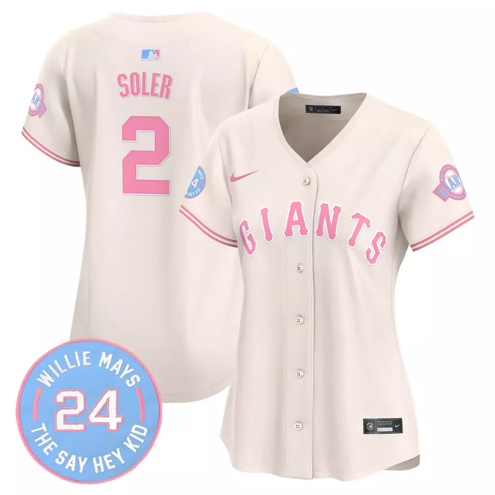 Jorge Soler 2 Giants Jersey Cream Willie Mays Reyes Hey Kid Women Alternate Pink