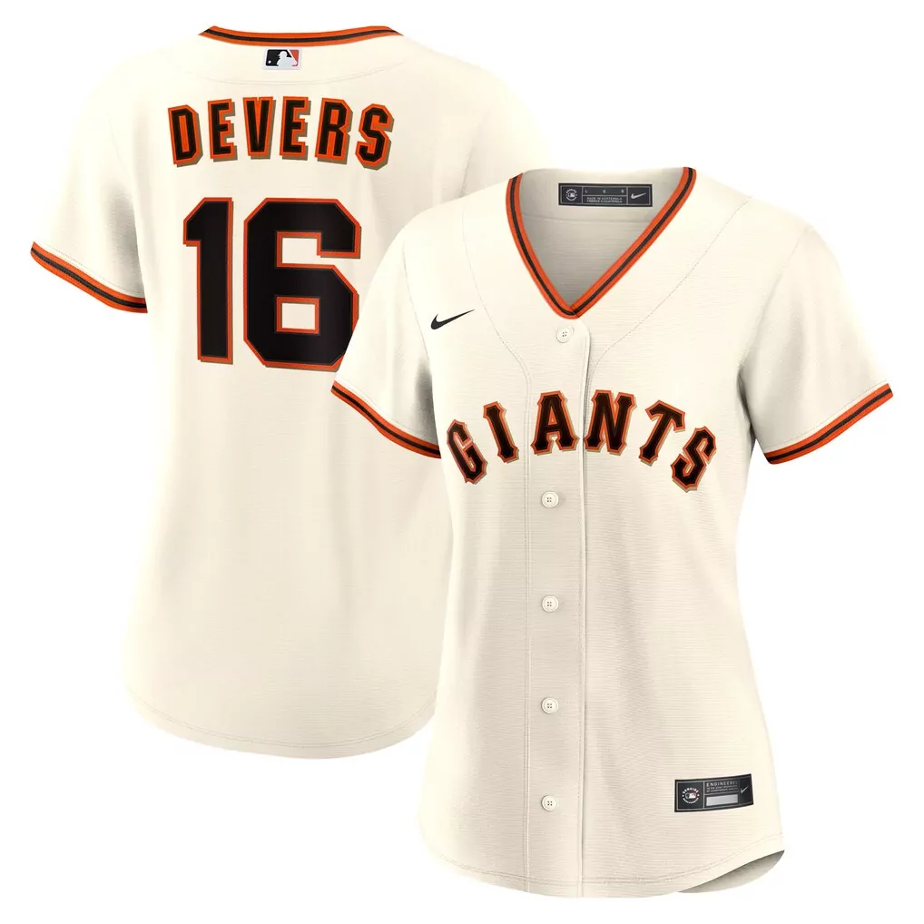 Rafael Devers 16 Giants Jersey Cream Men Button-down Orange Black Home Replica