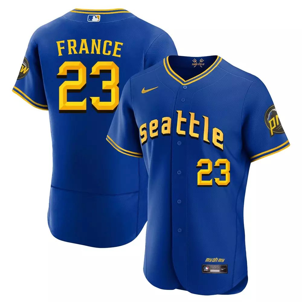 Ty France 23 Seattle Mariners Jersey Royal Blue City Connect "pw" Men Yellow Gold