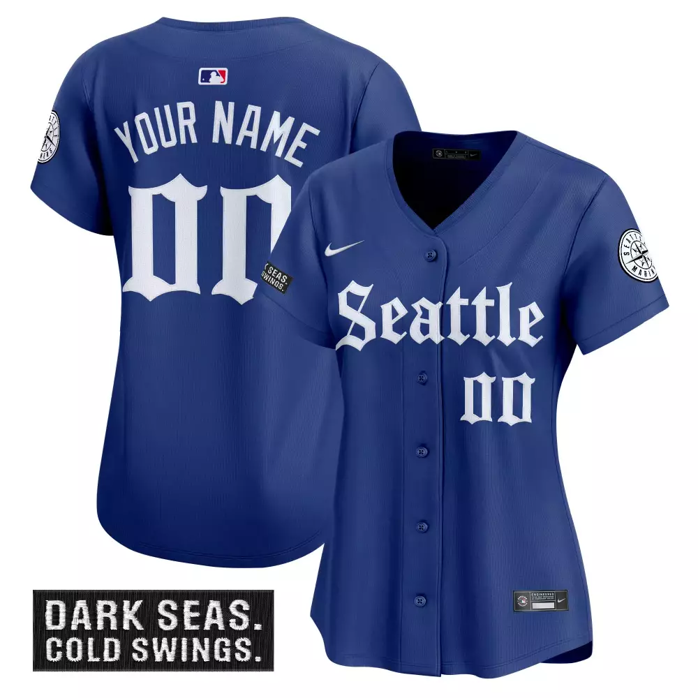 Custom Seattle Mariners Jersey Blue Women White Stitched Vapor