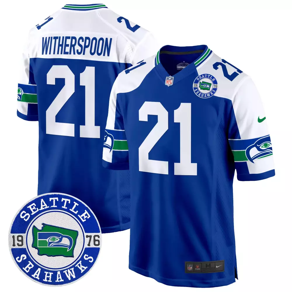Devon Witherspoon 21 Jersey Royal Blue 1976 Throwback Seattle Seahawks Men Design