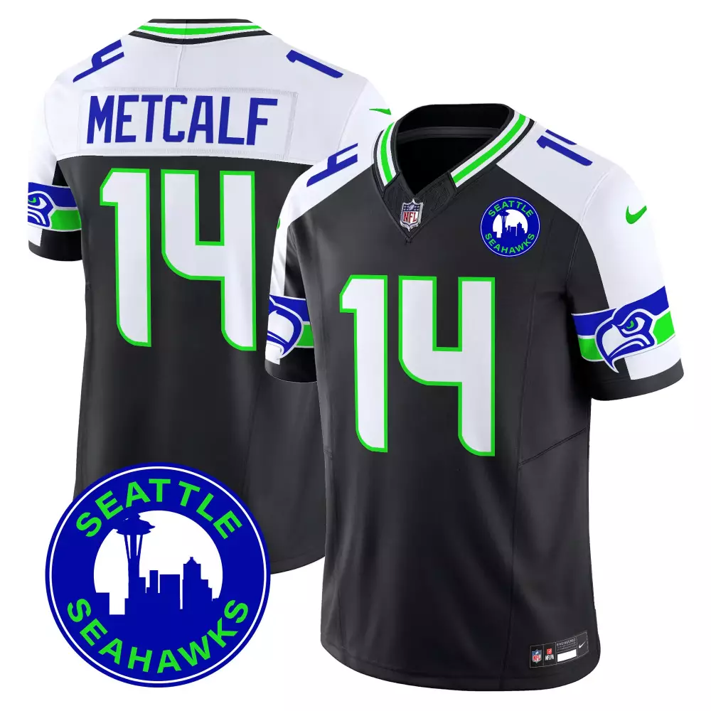 Dk Metcalf 14 Seattle Seahawks Jersey Black Men Player Alternate Split Design White