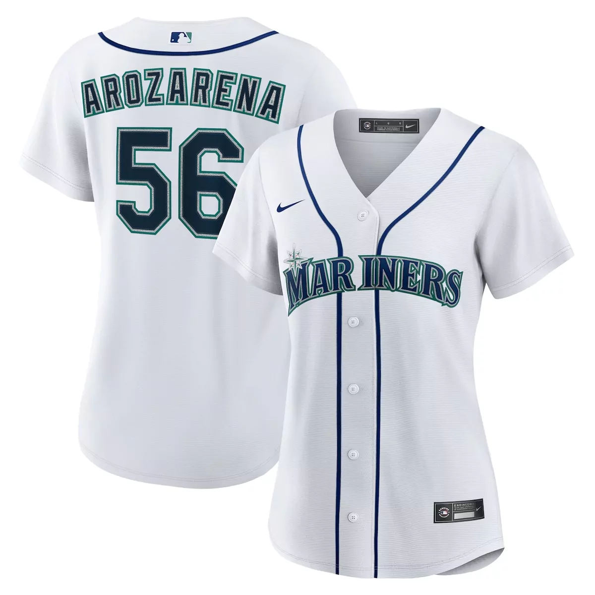 Randy Arozarena 56 Mariners Jersey White Navy Blue Teal Home