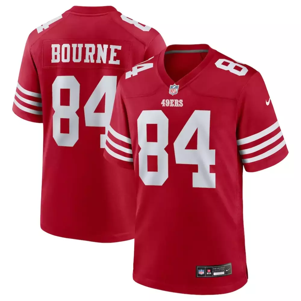 Kendrick Bourne 84 49ERS Jersey Red Men White Game