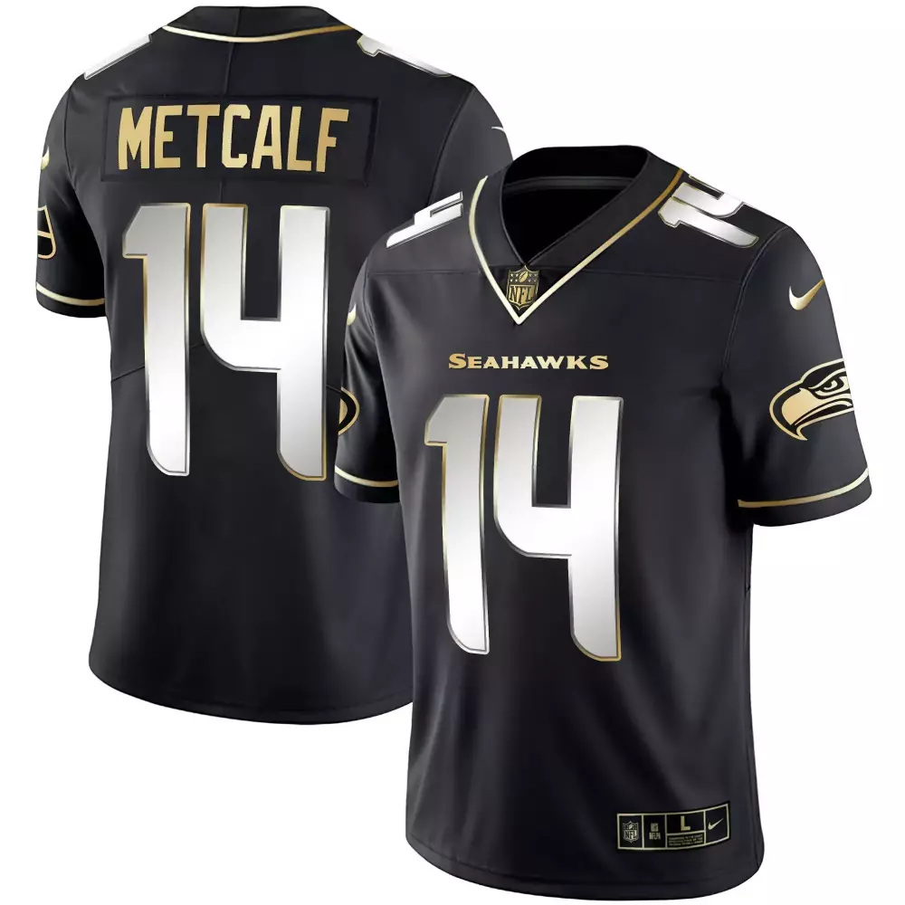Dk Metcalf 14 Seahawks Jersey Black Men Player Gold White Limited All Stitched