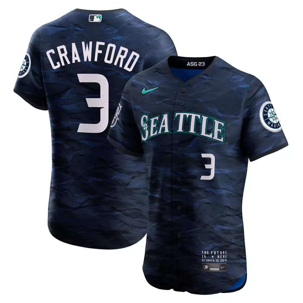 J.p. Crawford 3 Seattle Mariners Jersey Navy Asg 23 Men Custom Design Green White