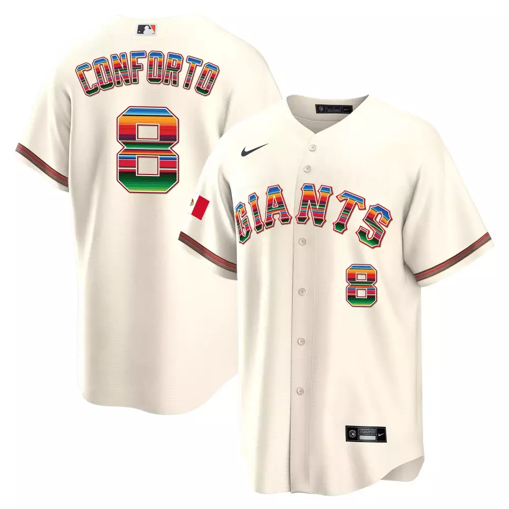 Michael Conforto 8 Giants Jersey Cream Mexico Flag Men Alternate Custom Design Red