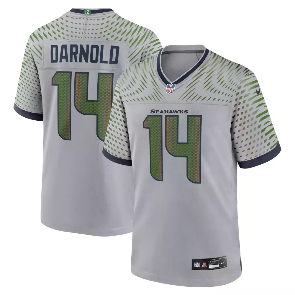 Sam Darnold 14 Seahawks Jersey Gray Men Standard Green Navy All Stitched Vapor