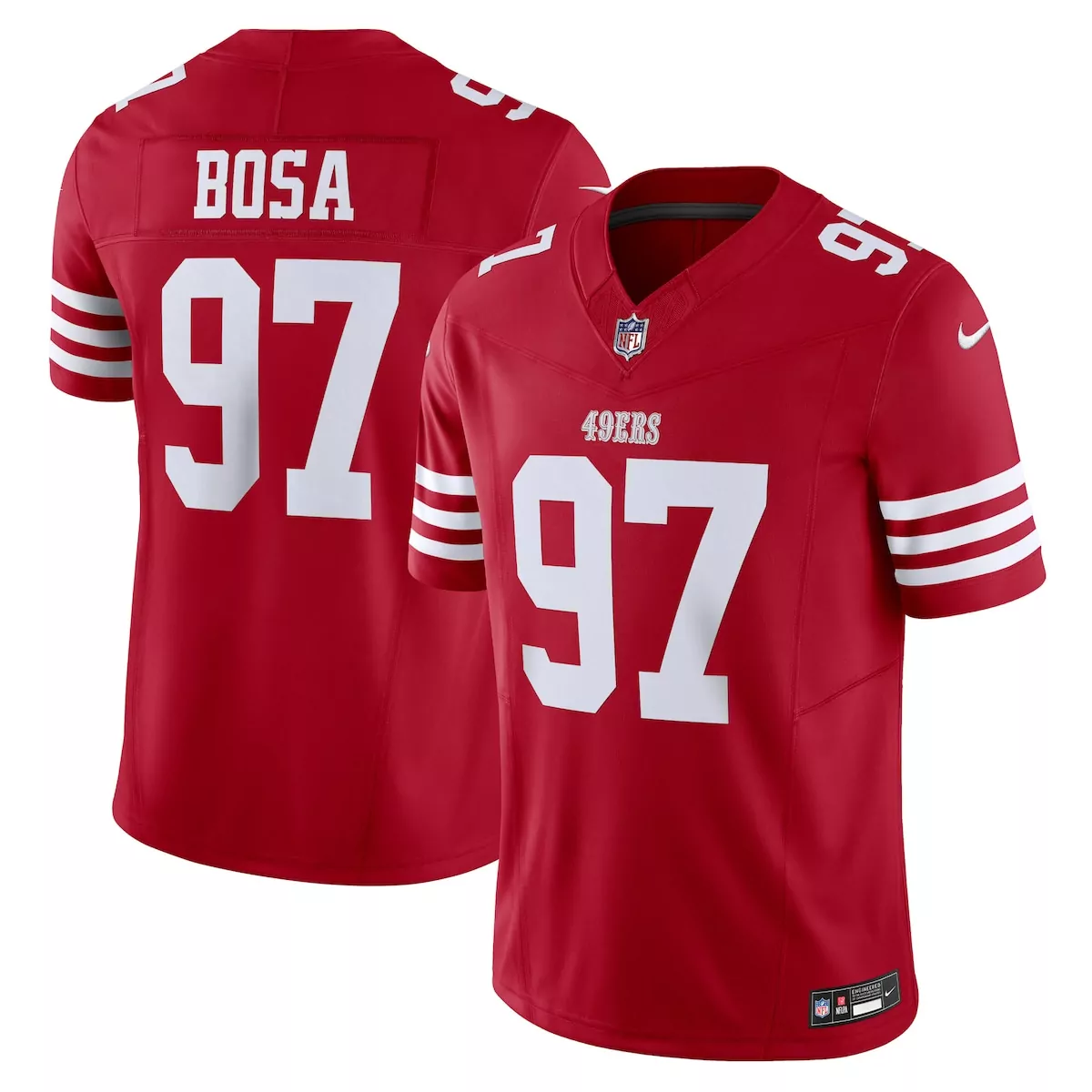 Nick Bosa 97 49ERS Jersey Red Men Standard White Vapor Limited
