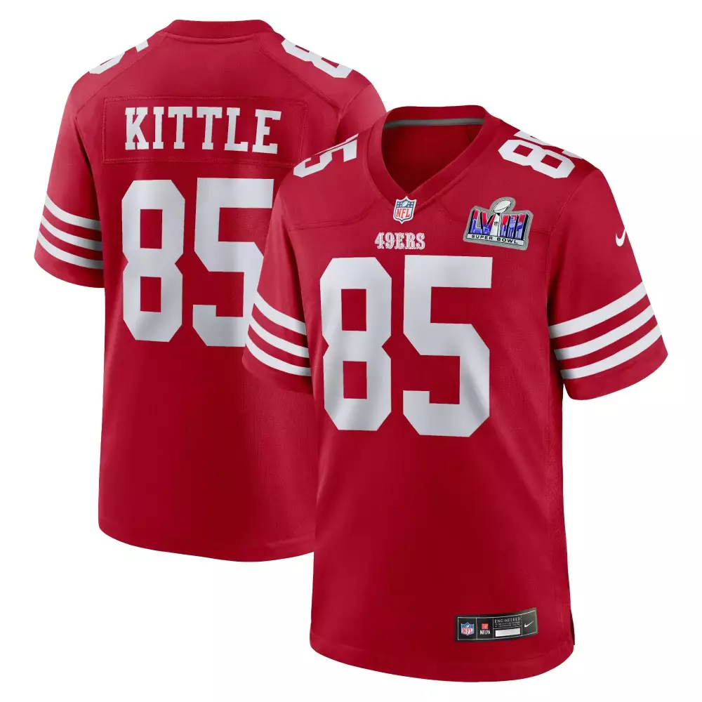 George Kittle 85 49ERS Jersey Red Super Bowl Lviii Men Game White