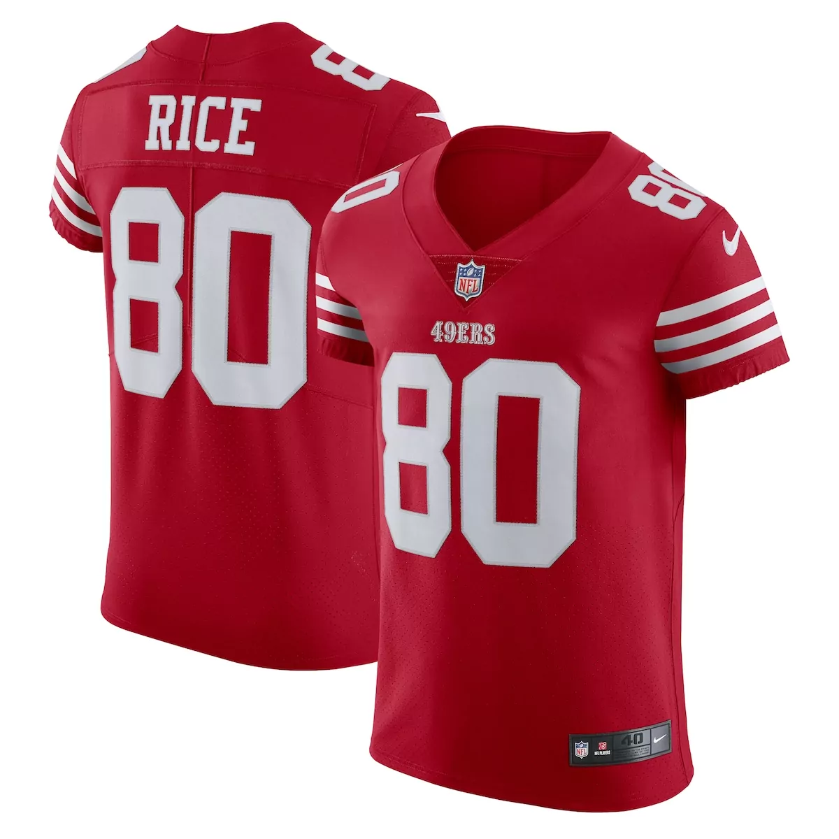 Jerry Rice 80 49ERS Jersey Red Men Replica White Vapor Elite Retired