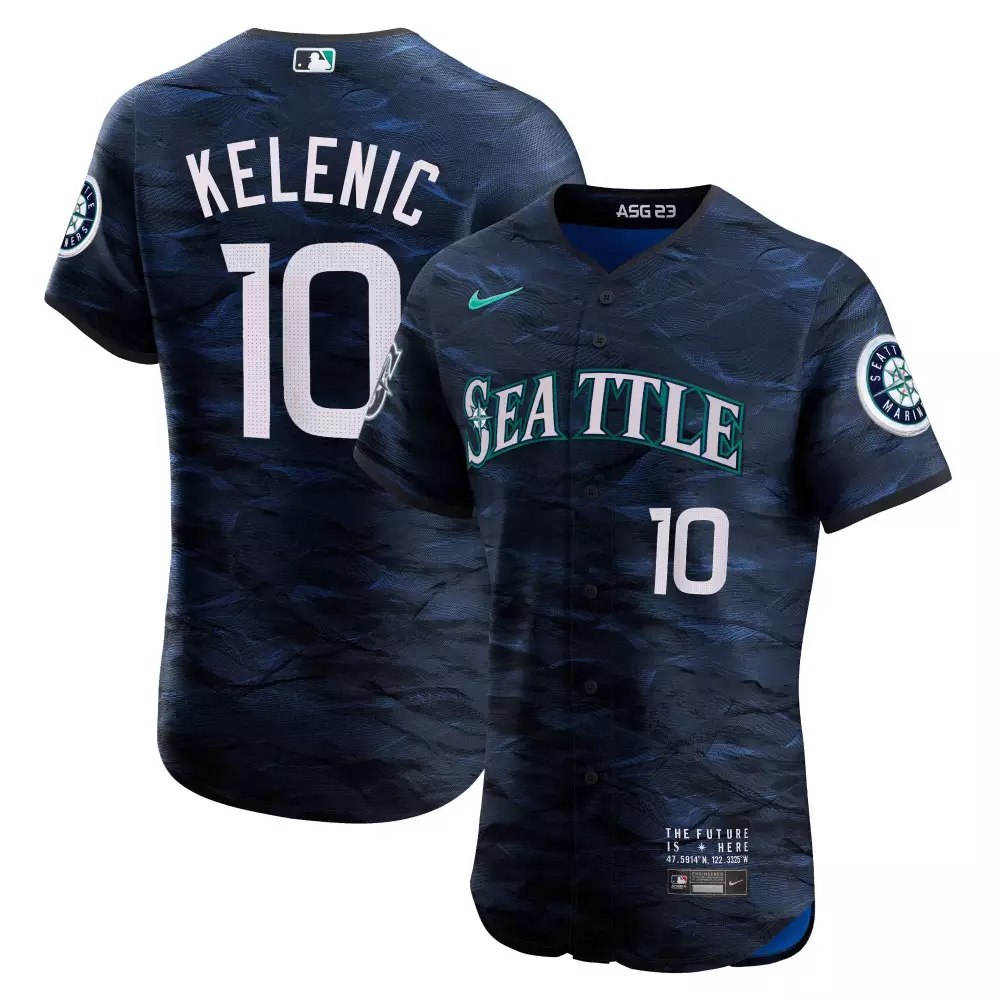 Jarred Kelenic 10 Jersey Navy Asg 23 Seattle Mariners Men Custom Design Green White