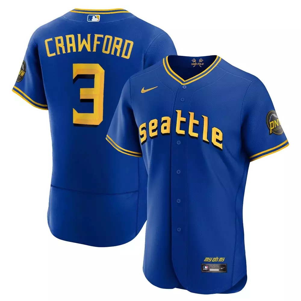 J.p. Crawford 3 Seattle Mariners Jersey Royal Blue My Oh Pnw Men Yellow White Flex