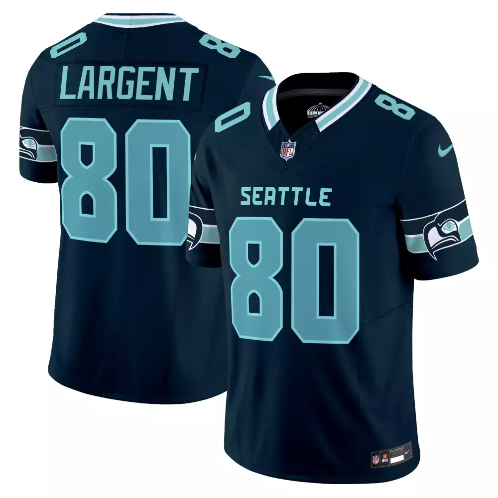 Steve Largent 80 Seattle Seahawks Jersey Navy Men Light Blue White Green All Stitched
