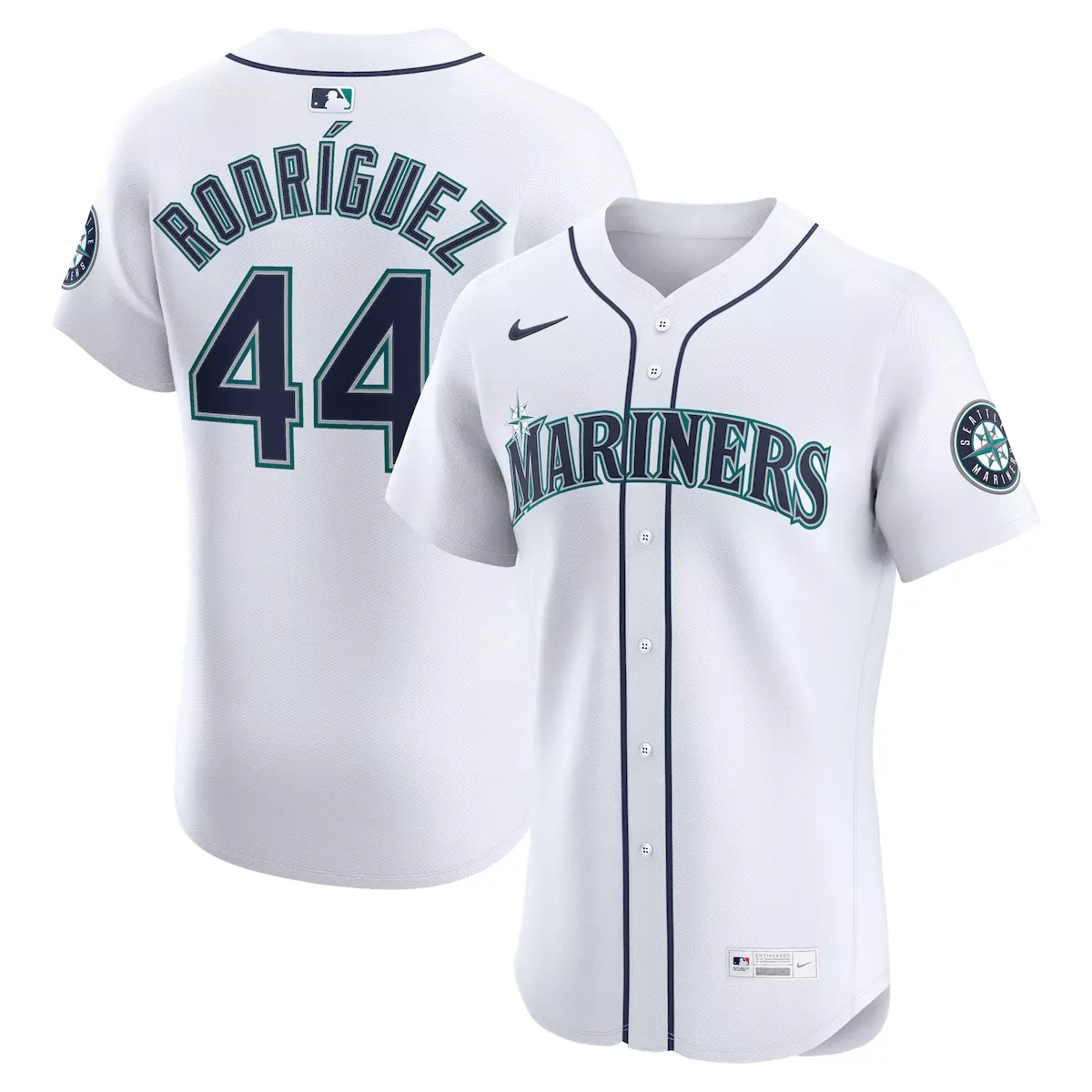 Julio Rodriguez 44 Mariners Jersey White Men Navy Blue Teal Home Elite