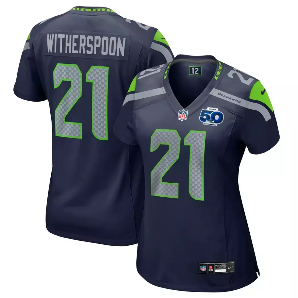 Devon Witherspoon 21 Jersey Navy Blue Seattle Seahawks 50th Anniversary Men Game