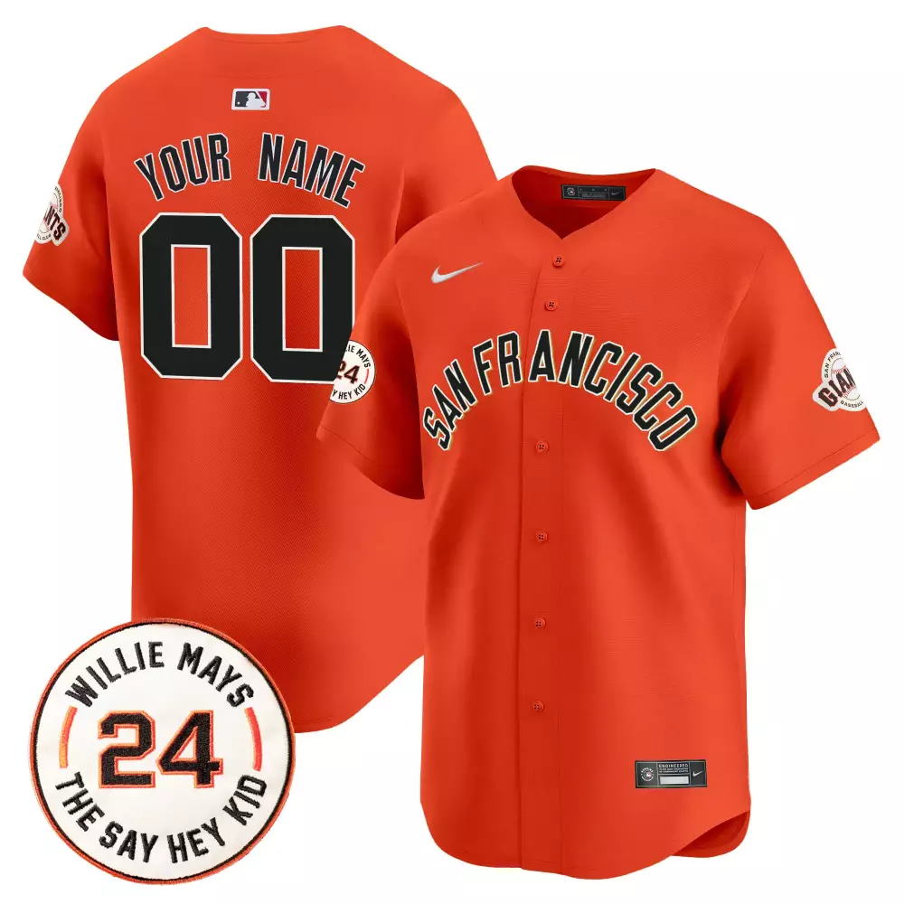 Custom San Francisco Giants Jersey Orange Men Black Vapor Premier Limited v5 All