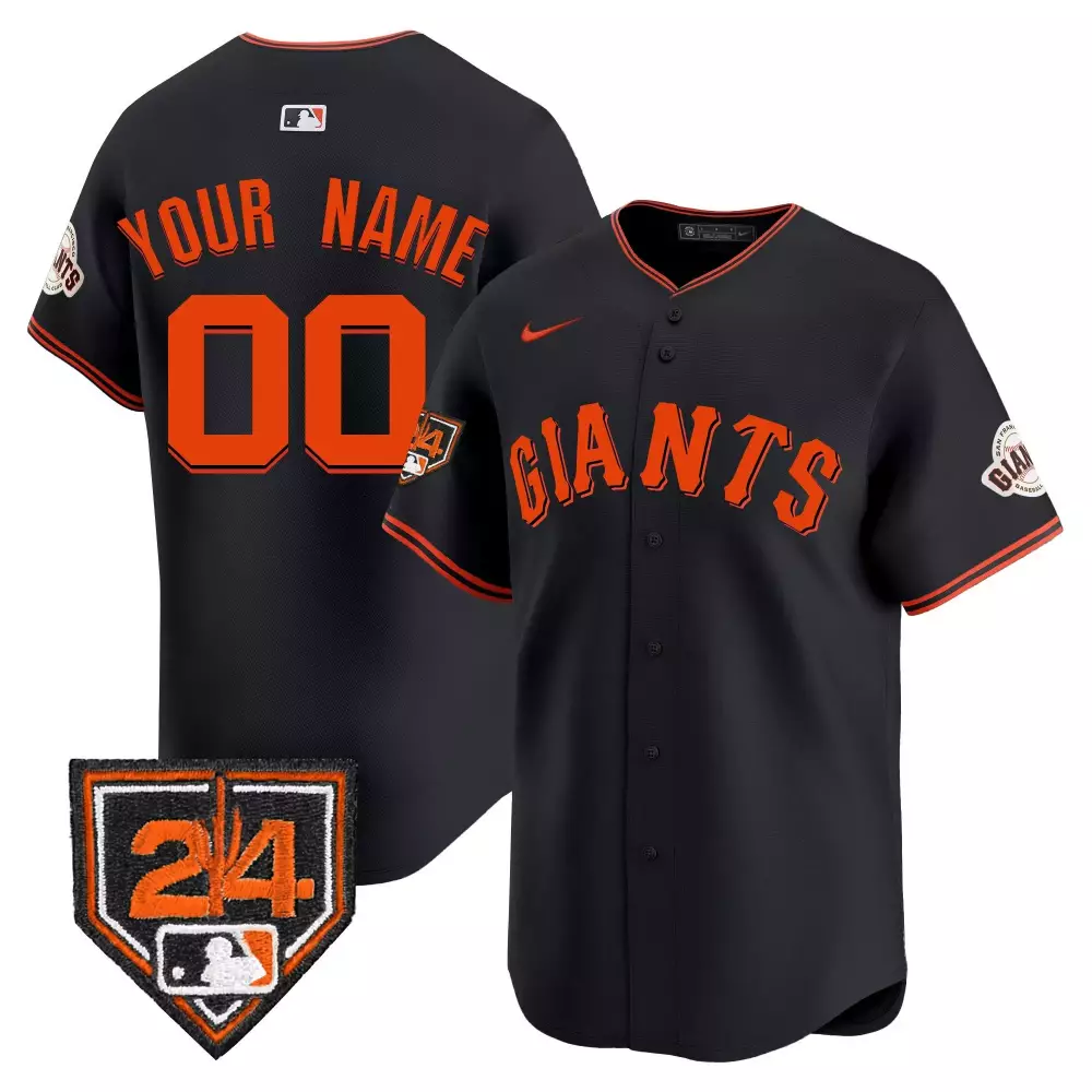 Custom Giants Jersey Black Men Orange White Vapor Premier Limited All Stitched