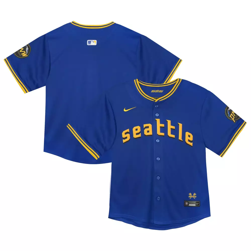 Custom Seattle Mariners Jersey Blue City Connect 50th Anniversary 2023 Men Yellow