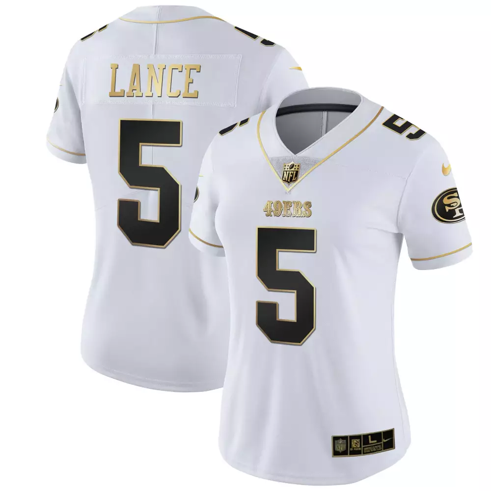 Trey Lance 5 49ERS Jersey White 2022 Women Game Alternate Gold Black All Stitched