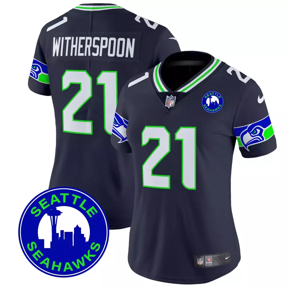 Devon Witherspoon 21 Jersey Navy Blue Seattle Seahawks Women Standard Green White