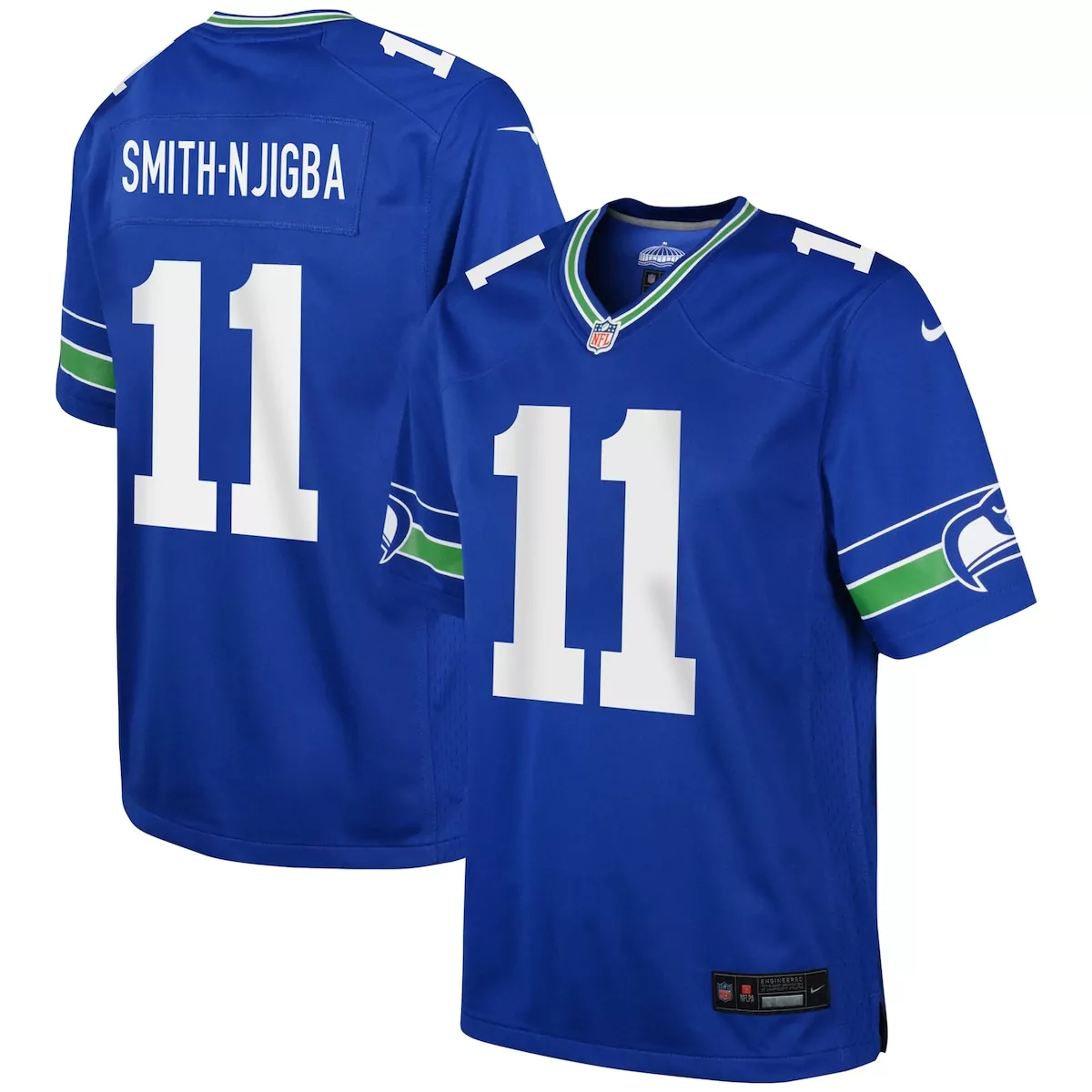 Jaxon Smith-njigba 11 Jersey Royal Blue Seattle Seahawks Men Replica White Green