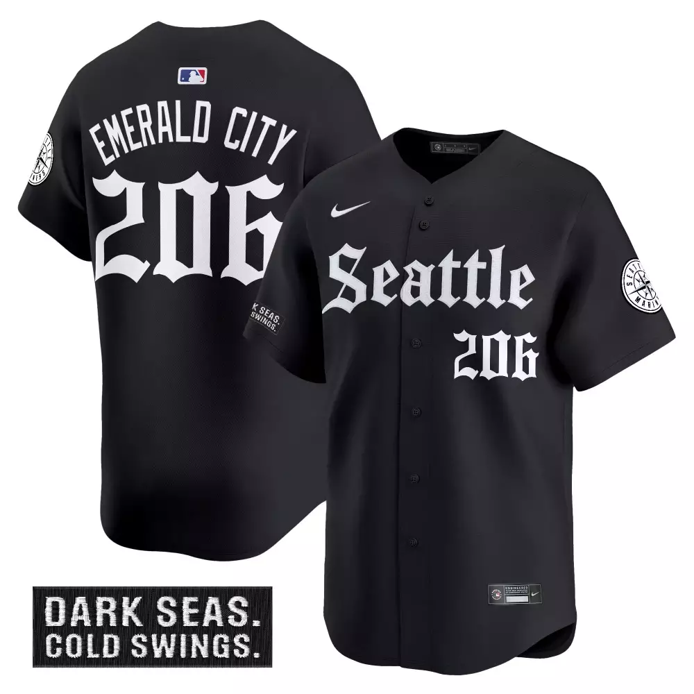 Emerald City Seattle Mariners Jersey Black Connect 2023 Men White Stitched Vapor
