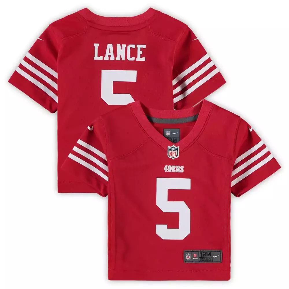 Trey Lance 5 49ERS Jersey Red Kids Replica White Game