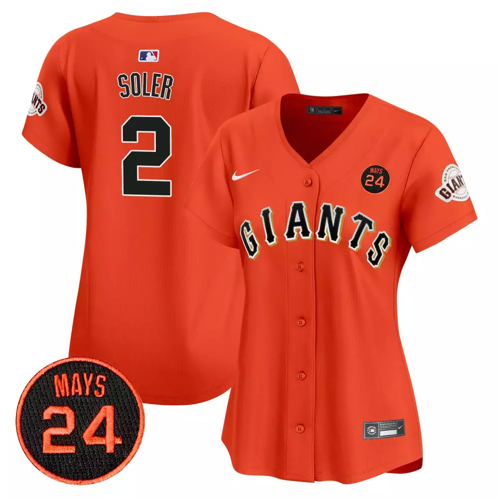 Jorge Soler 2 Jersey Orange San Francisco Giants Mays 24 Baseball Men Button-up Split Design