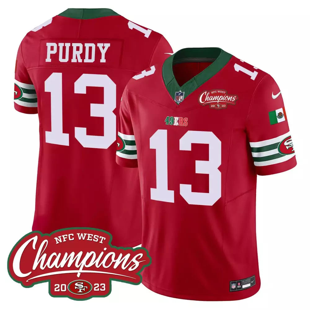 Brock Purdy 13 49ERS Jersey Red NFC West Champions 2023 Men Green White All Vapor
