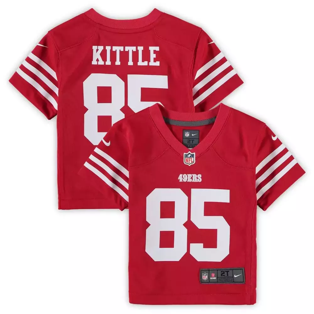 George Kittle 85 49ERS Jersey Red Kids Replica White Game