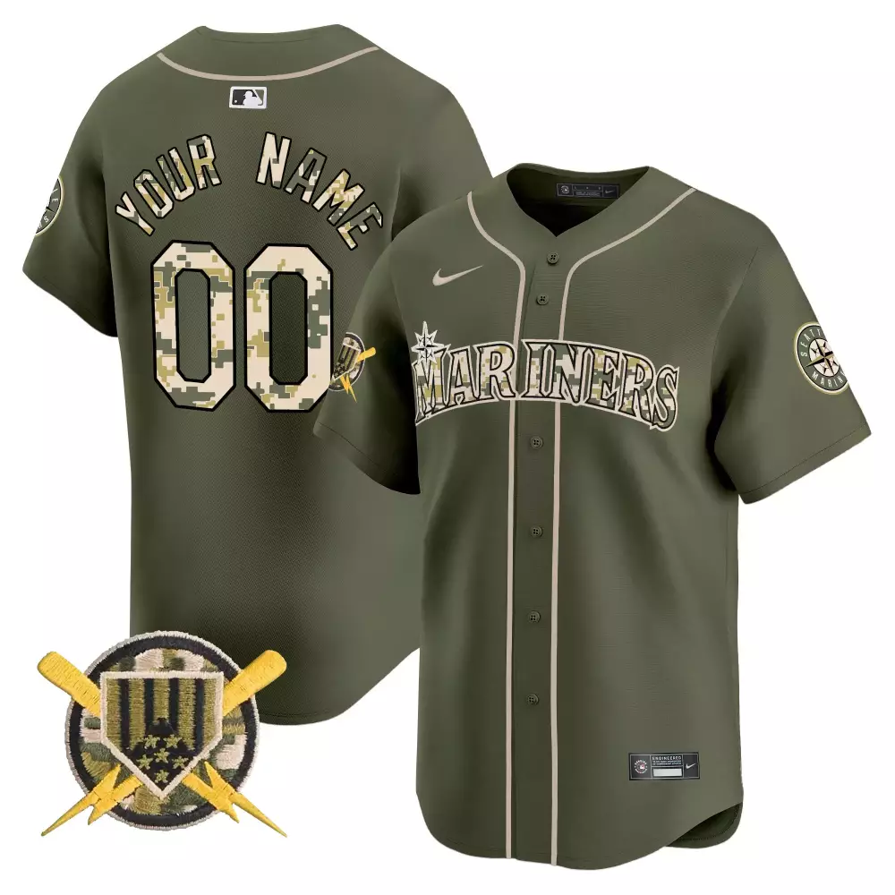 Custom Mariners Jersey Olive Green Military Appreciation Seattle Special Edition