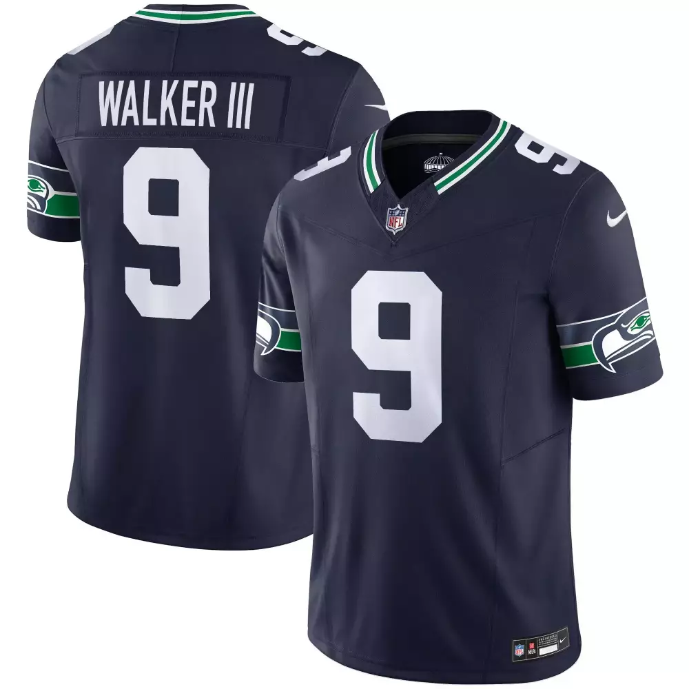 Kenneth Walker 9 Seattle Seahawks Jersey Navy Men Fitted White Green Throwback Vapor