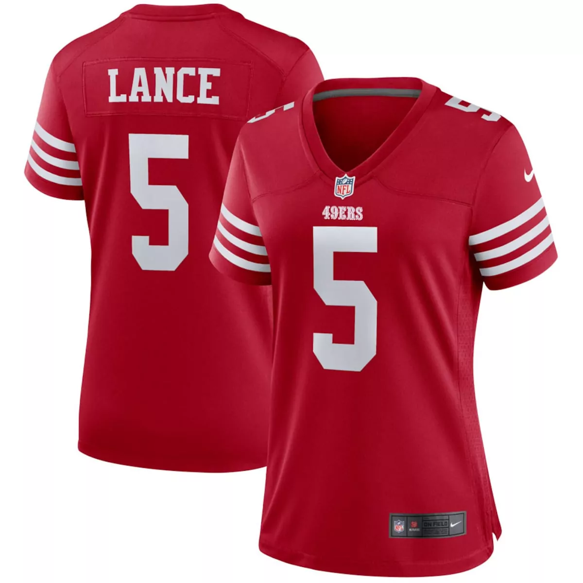 Trey Lance 5 49ERS Jersey Red Women Replica White