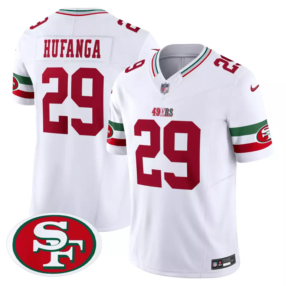 Talanoa Hufanga 29 49ERS Jersey White Men Game Alternate Red Green All Stitched