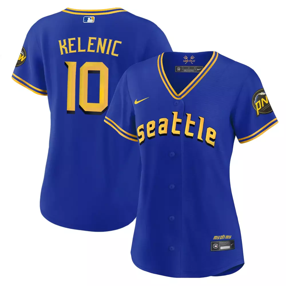 Jarred Kelenic 10 Jersey Royal Blue My Oh Seattle Mariners Pnw Men Yellow All Stitched