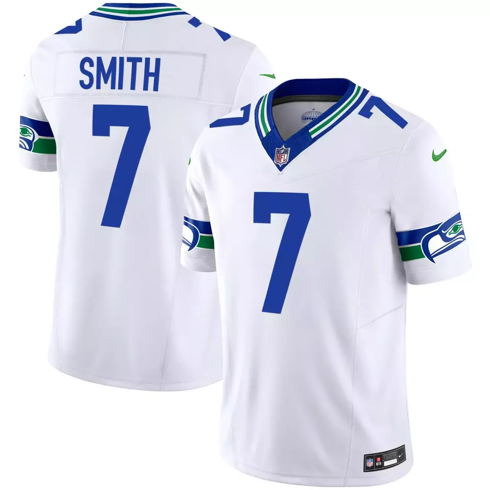 Geno Smith 7 Seattle Seahawks Jersey White Men Alternate Blue Green Throwback Vapor