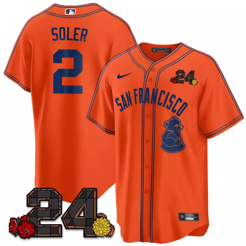 Jorge Soler 2 Jersey Orange San Francisco Giants Teddy Bear Men Navy Blue Limited