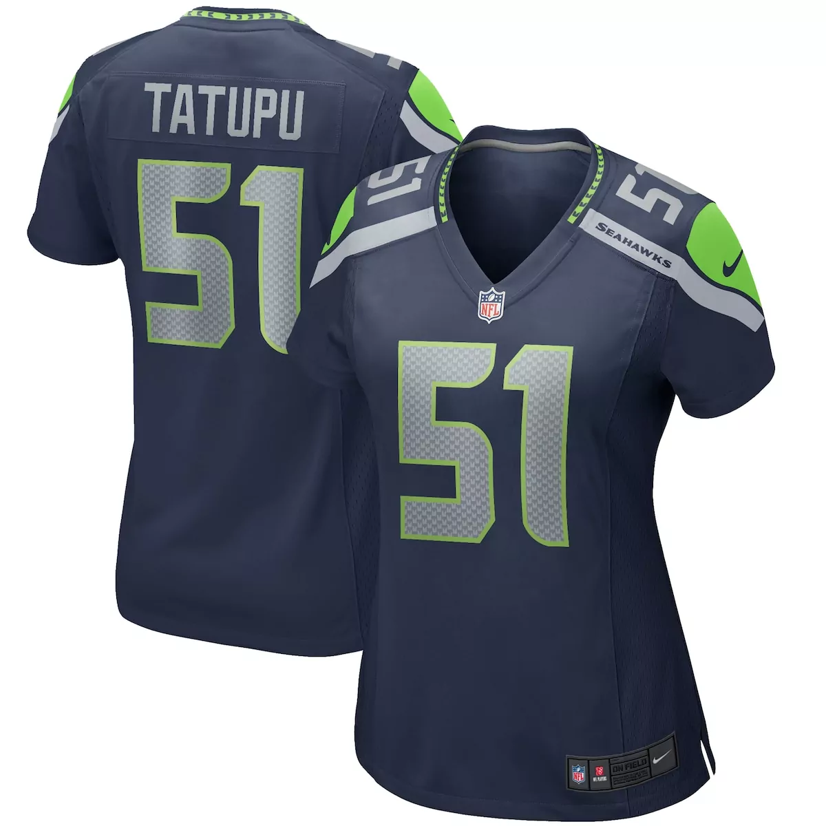Lofa Tatupu 51 Seahawks Jersey Navy Blue Women Authentic Neon Green Gray Game Retired
