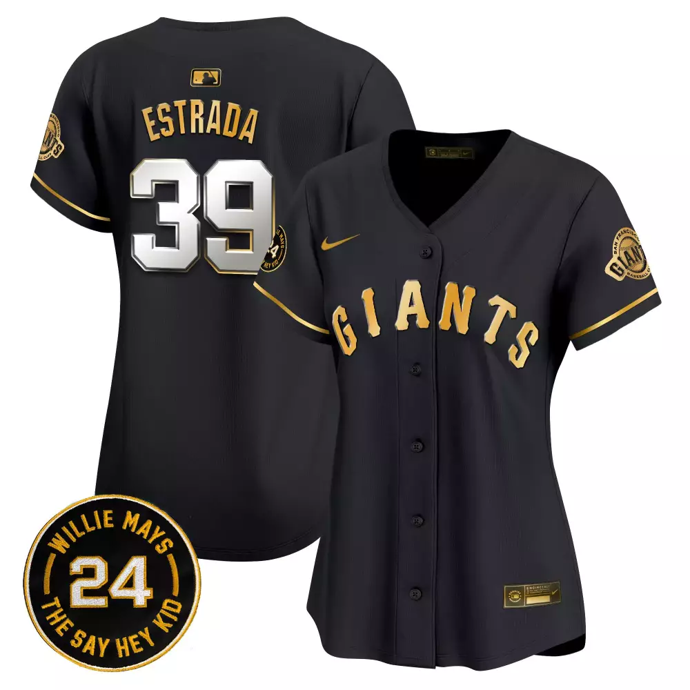 Estrada 39 San Francisco Giants Jersey Black Willie Mays Baseball 2024 Women Button-up