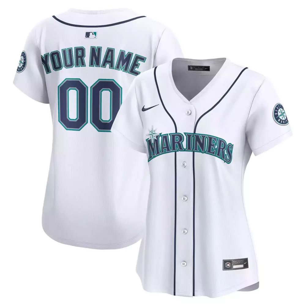 Custom Mariners Jersey White Teal Navy Blue All Stitched Vapor