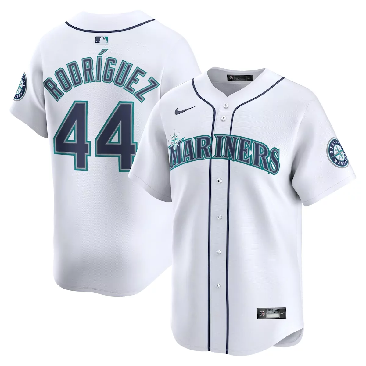 Julio Rodriguez 44 Mariners Jersey White Men Navy Teal Home Limited