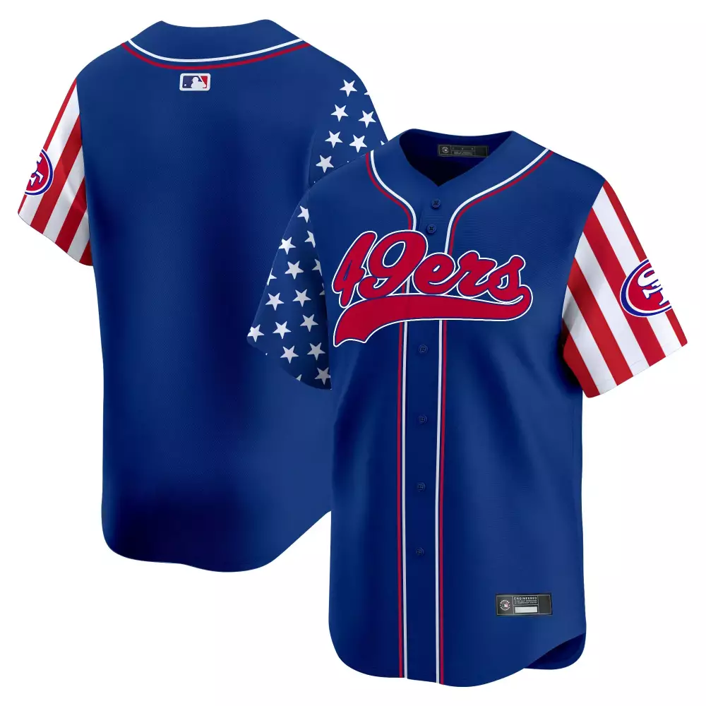 Custom San Francisco 49ers Jersey Royal Blue City Connect 2023 Men Split Design Red
