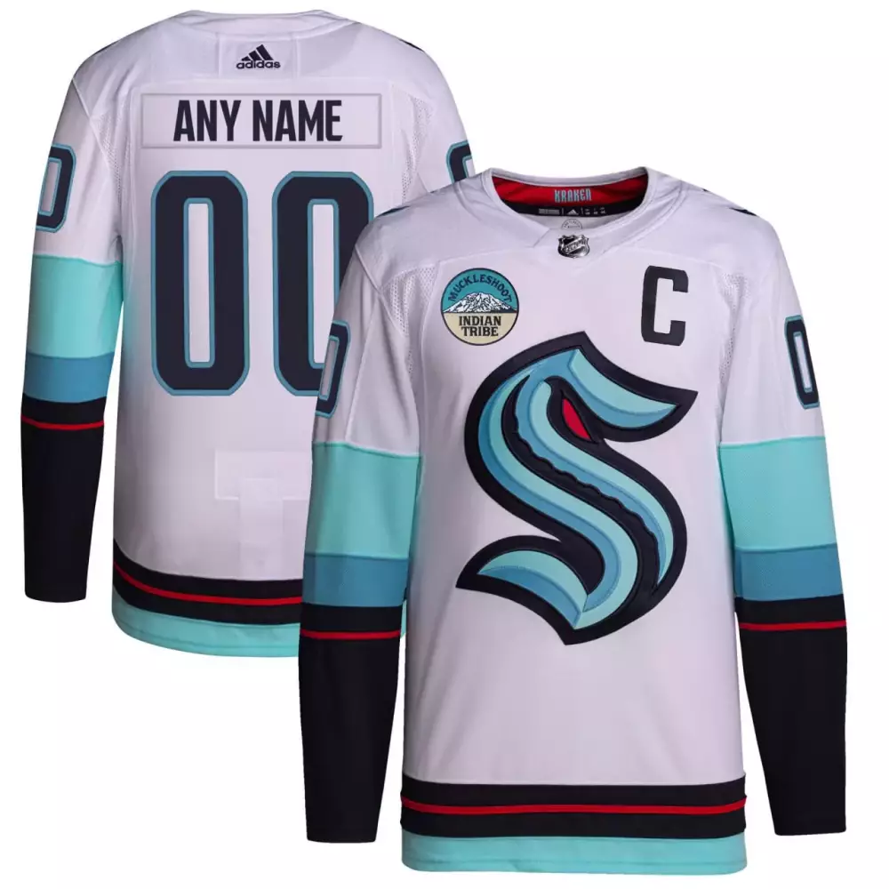 Seattle Kraken Jersey White Muckleshoot Indian Tribe Men Teal Dark Blue Red Black