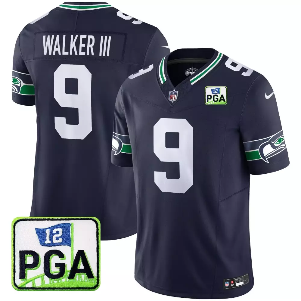 Walker Iii 9 Seattle Seahawks Jersey Navy Pga Men Green White Vapor Limited All Stitched