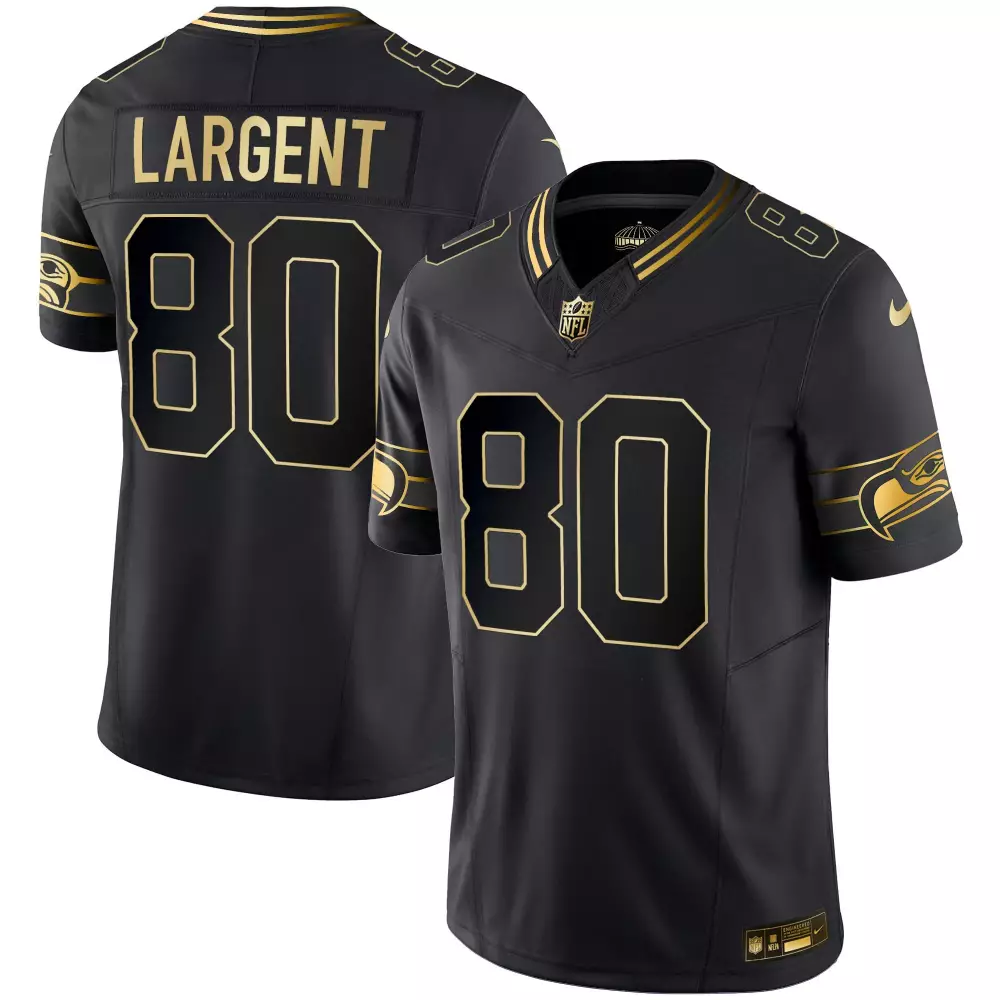 Steve Largent 80 Seattle Seahawks Jersey Black Men Player Gold Throwback Vapor Limited