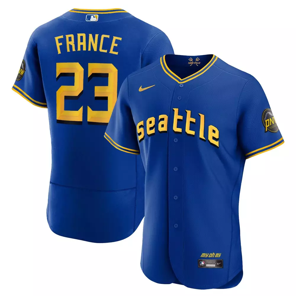 Ty France 23 Seattle Mariners Jersey Blue Pioneers Men Yellow Flex Collection All