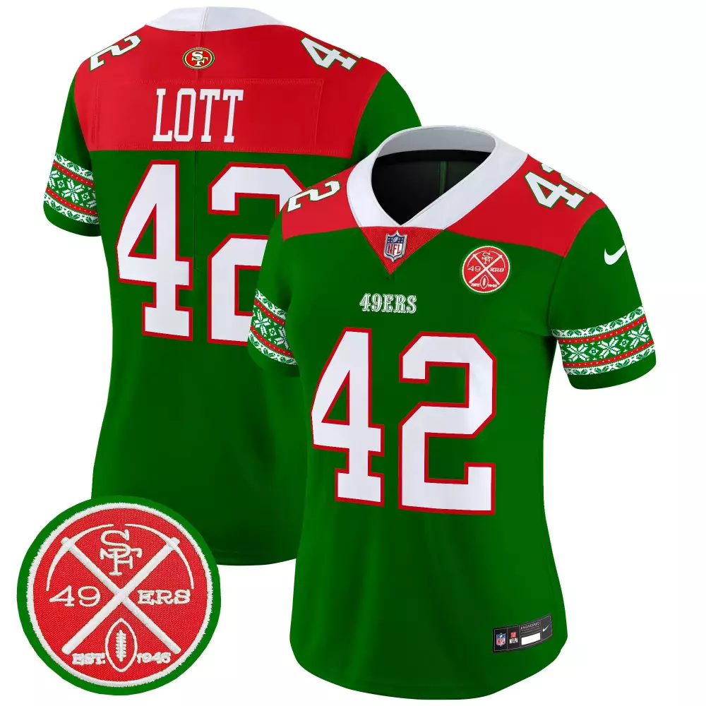 Ronnie Lott 42 49ERS Jersey Green 1946 Men Split Custom Design Red White Vapor Limited